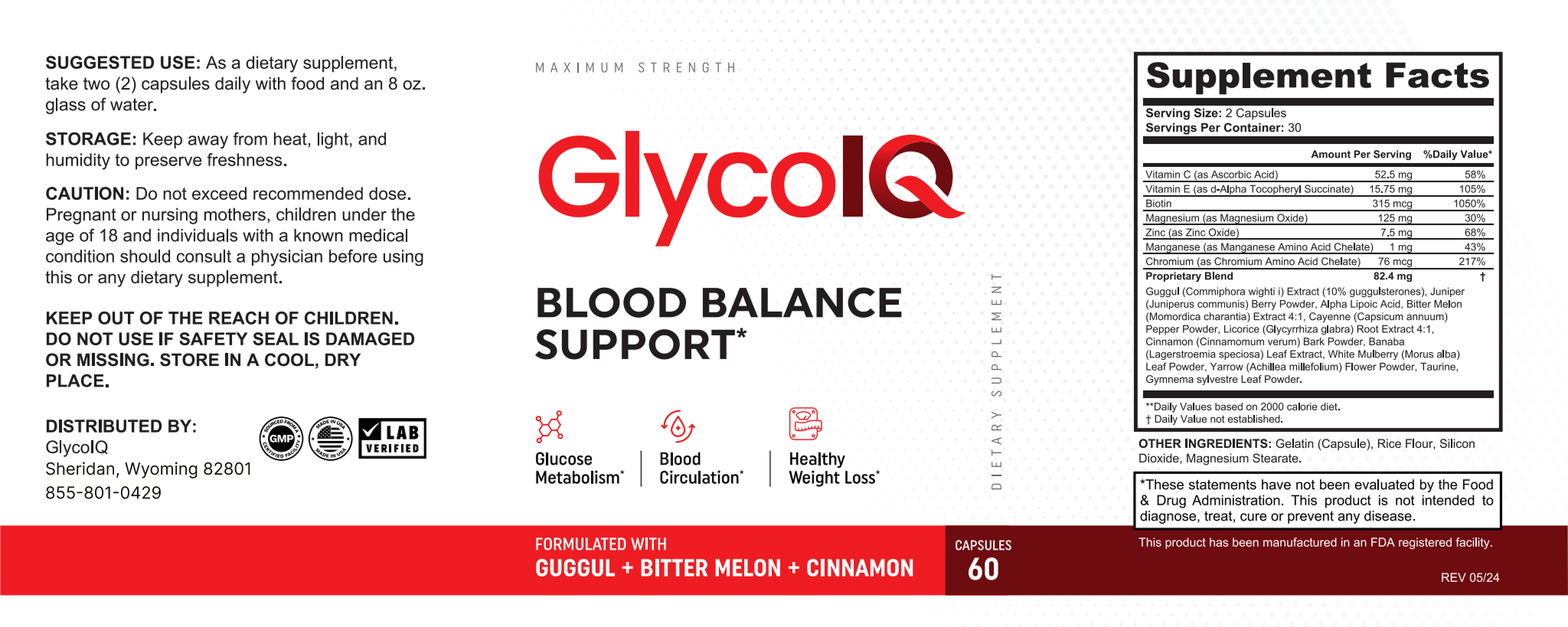 GlycoIQ Blood Balance Support ingredients