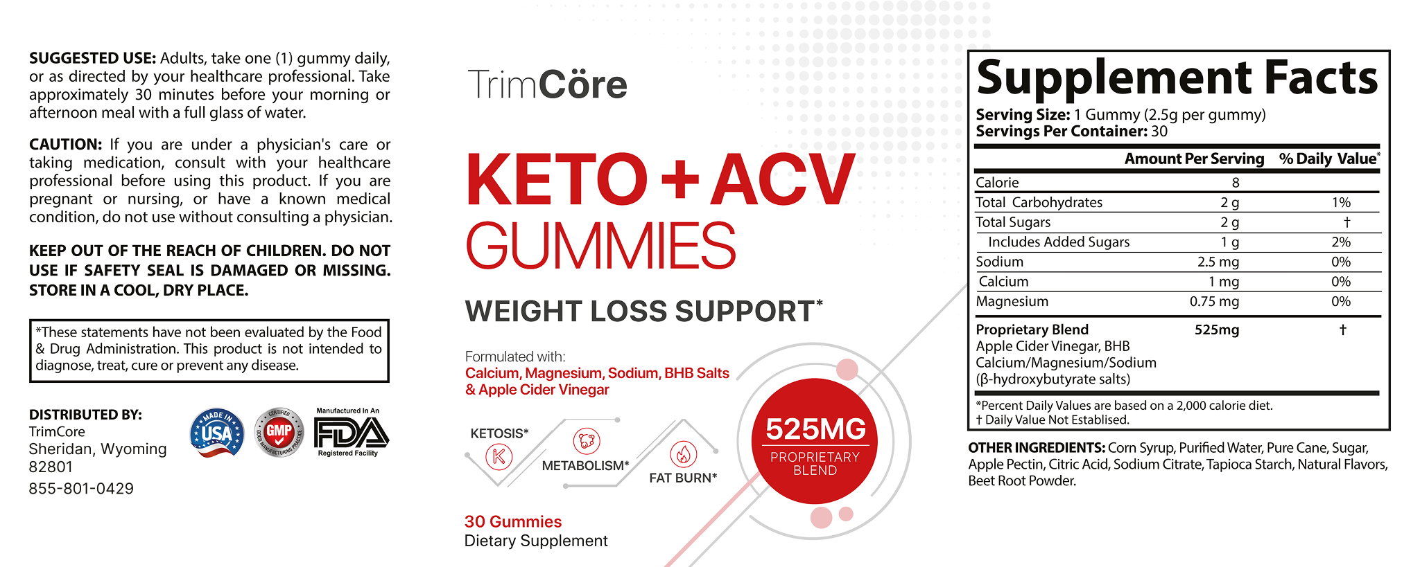 TrimCore Keto + ACV Gummies ingredients